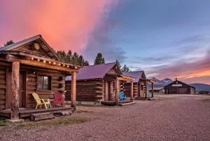 Triangle C Cabins with the sky in the background