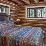 the interior of Cabin 29 bed at Redfish Lake Lodge